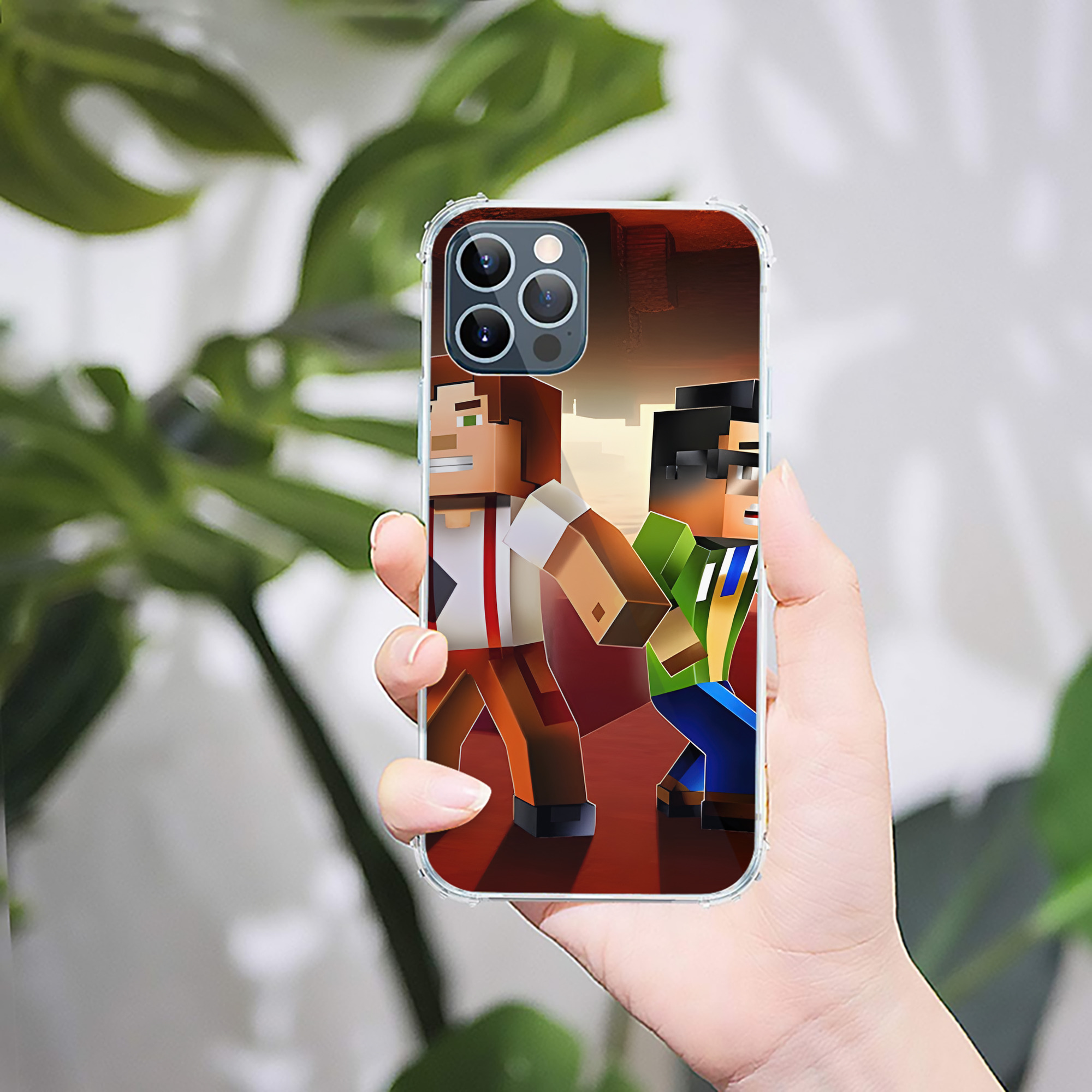 （画像用） マインクラフト ブロックの世界 Minecraft MC Block world 【iPhone 12シリーズ対応】透明スマホケース（クリアソフトケース）